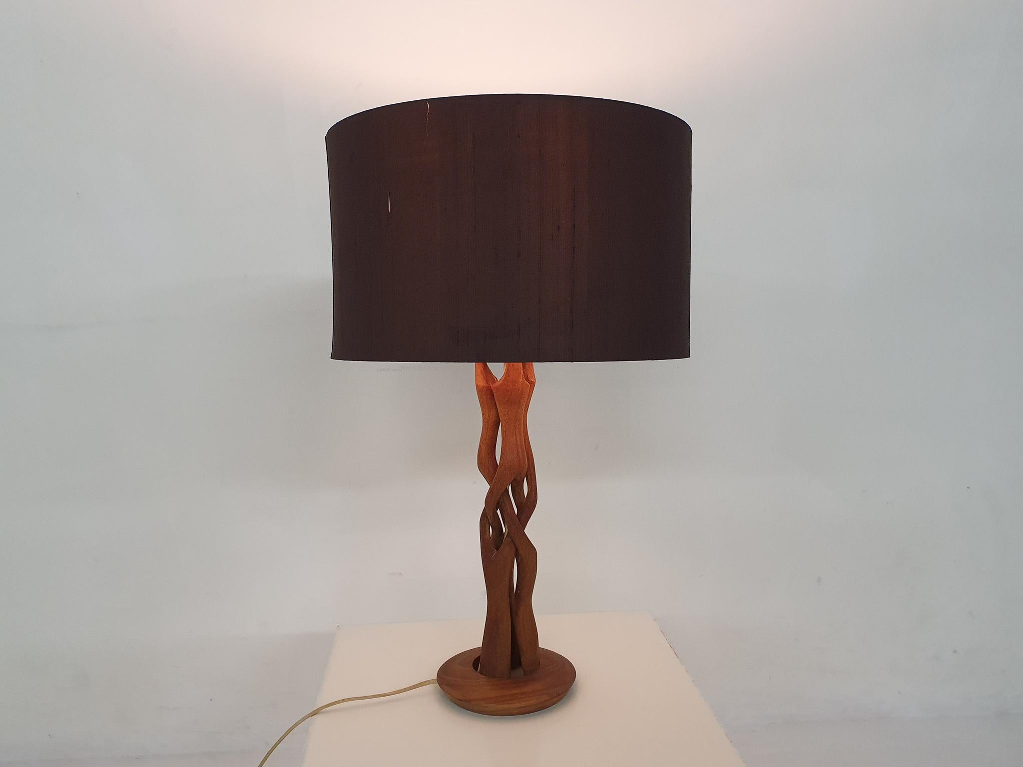 Danish Scandinavian Modern Wooden Table Light, Denmark 1960's
