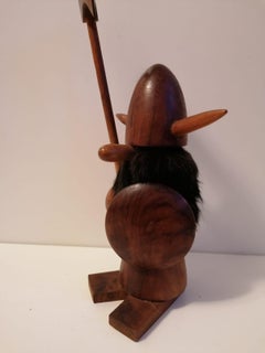 Scandinavian Modern Wooden Viking Figurine