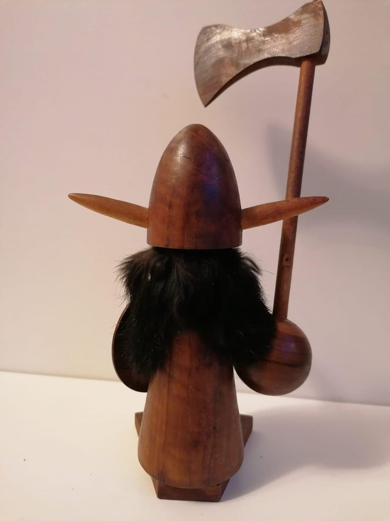 Scandinavian Modern Wooden Viking Figurine For Sale at 1stDibs viking