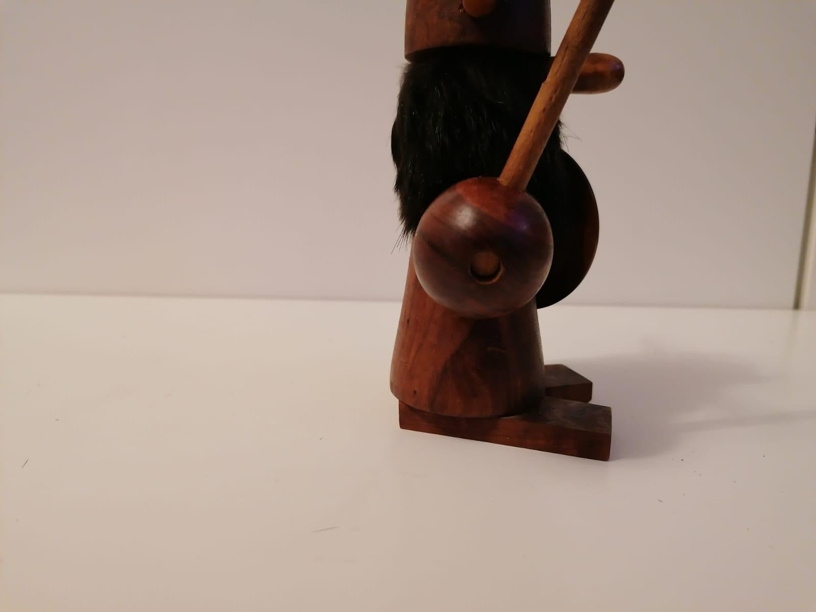 Danish Scandinavian Modern Wooden Viking Figurine For Sale