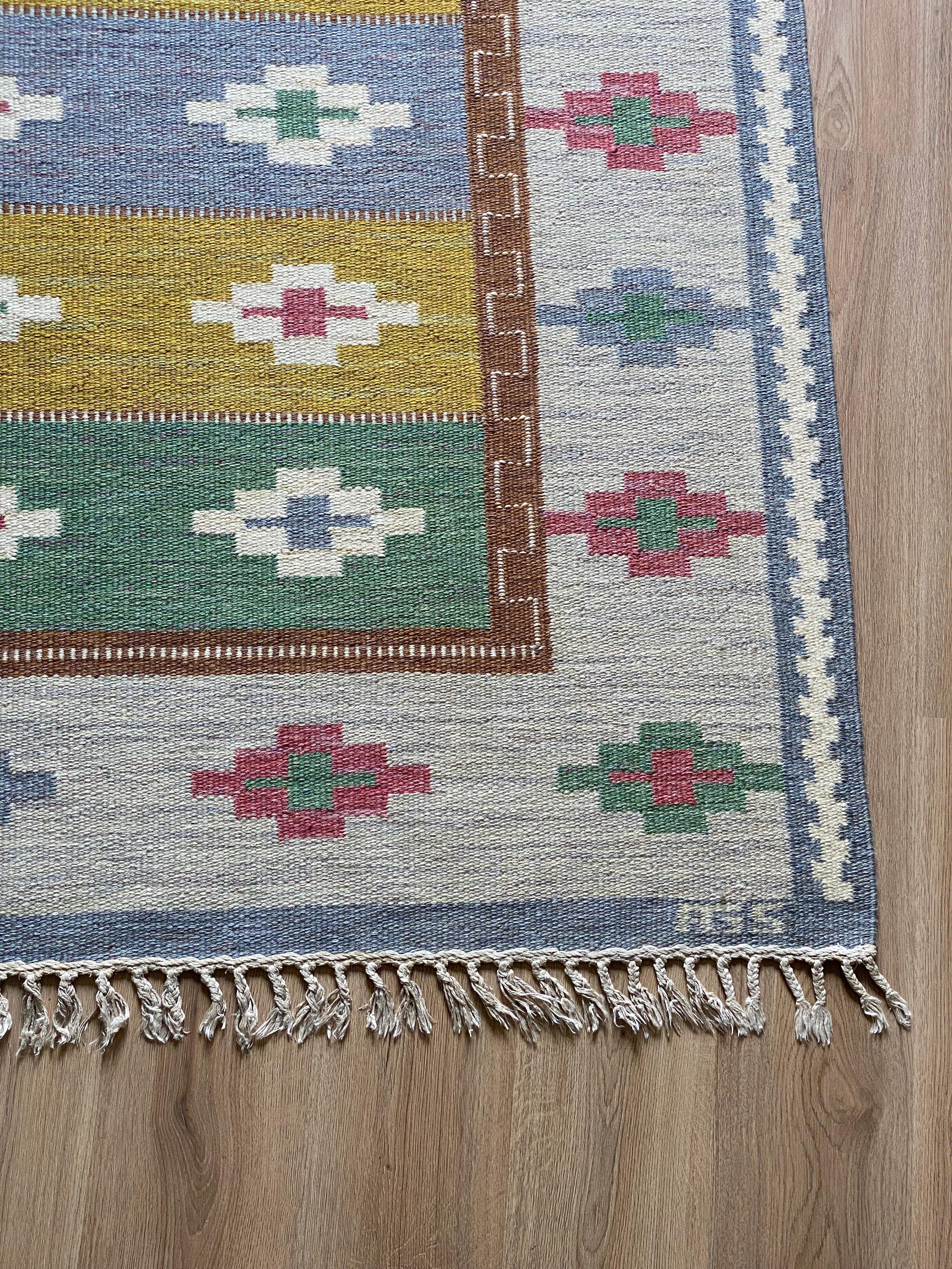 Swedish Scandinavian Modern Wool Flat-Weave 