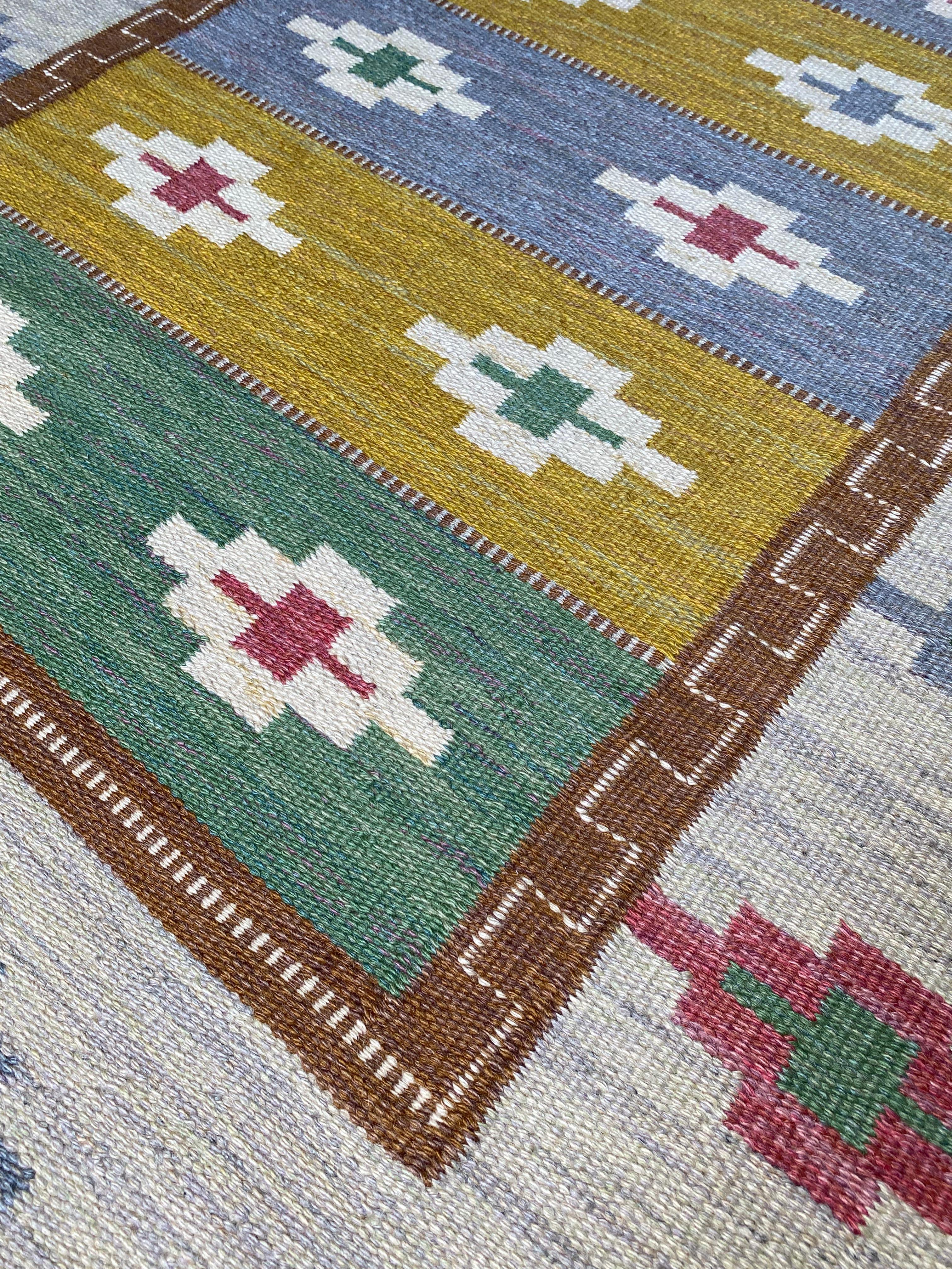 Hand-Woven Scandinavian Modern Wool Flat-Weave 
