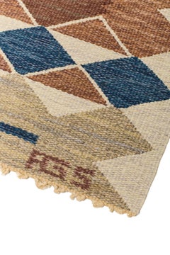 Scandinavian Modern, Wool Flat Weave Rug by Anna Greta Sjöqvist, 1950s