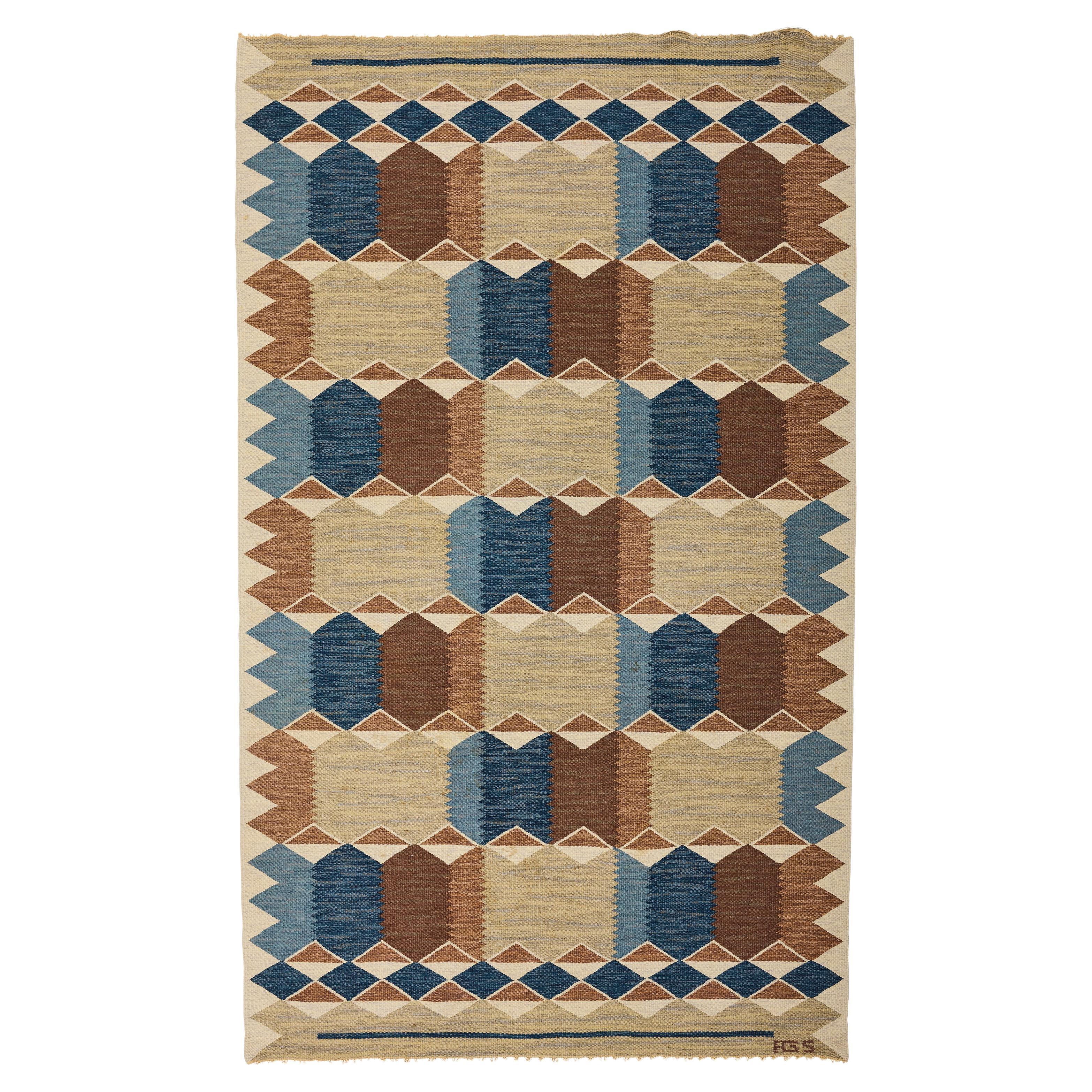 The Modern Scandinavian, Tappeto a trama piatta in lana di Anna-Greta Sjöqvist, anni
50