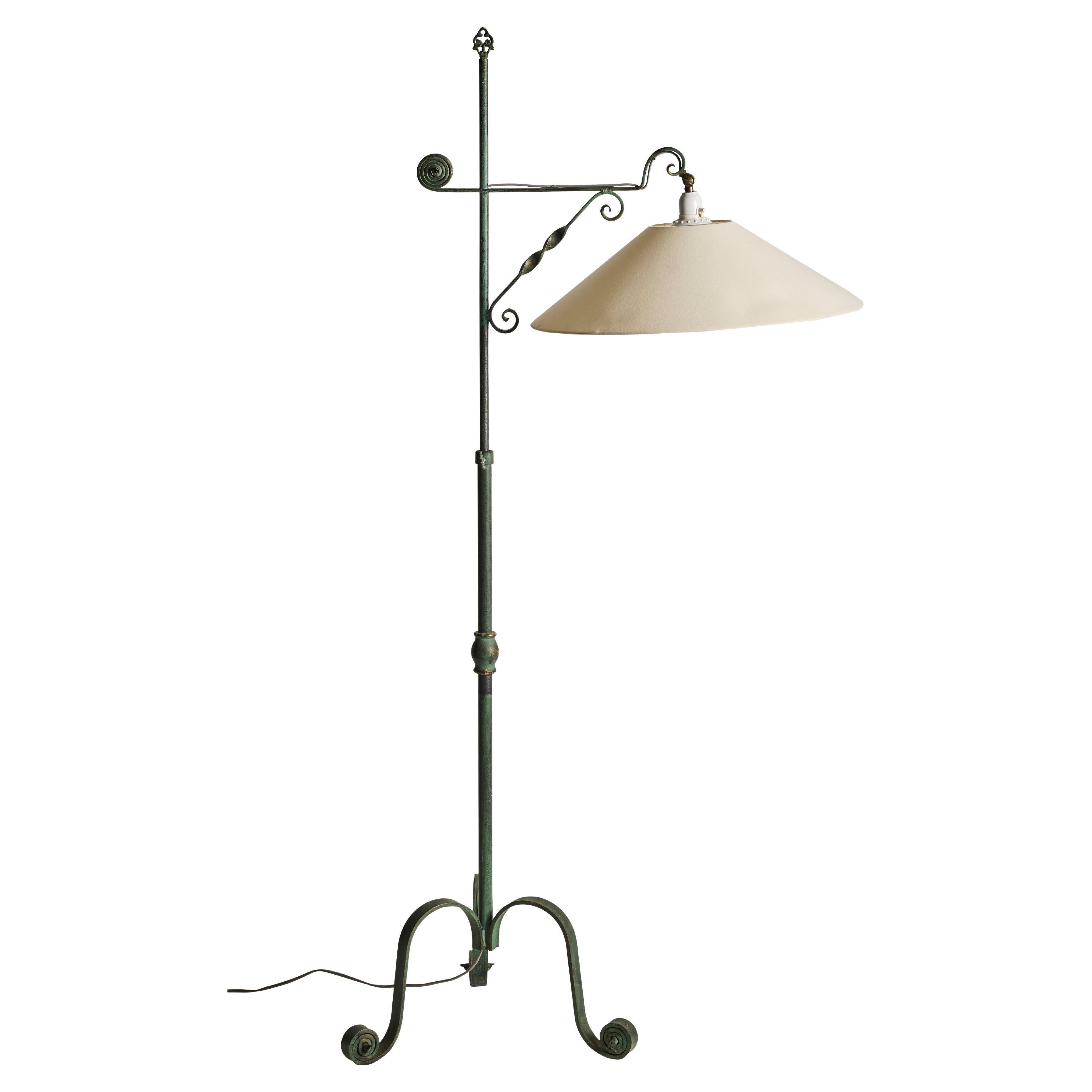 Scandinavian Modern Wrought Iron Floor Lamp with Adjustable Height, 40s