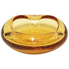Scandinavian Modern Yellow Gold Art Glass Bowl or Ashtray