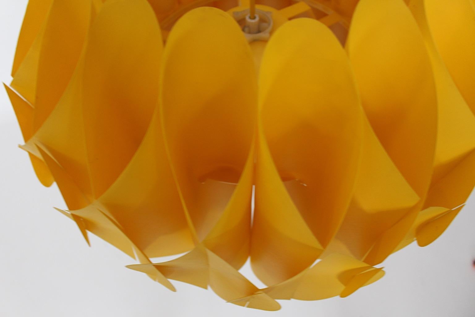 Scandinavian Modern Yellow Plastic Chandelier Butterfly Lars Schiöler, Denmark For Sale 9