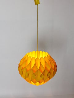 Scandinavian Modern Yellow Plastic Chandelier Butterfly Lars Schiöler, Denmark