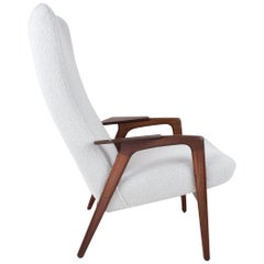 Scandinavian Modern Yngve Ekström Ruster Chair in Teak with New Grey Fabric