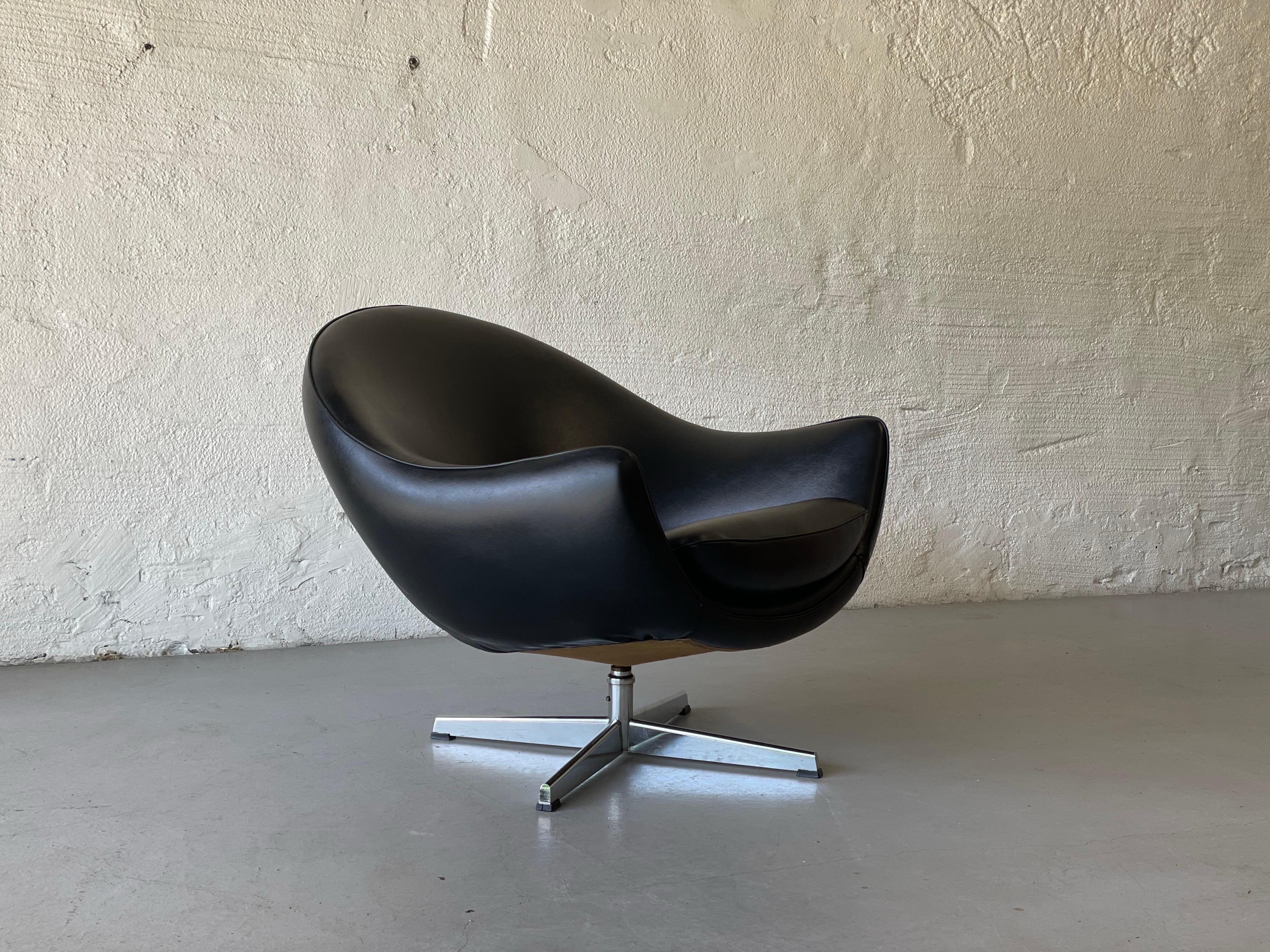 Stainless Steel A Fredrik Kayser Scandinavian Moderne Lounge Chair, Norway 1960s