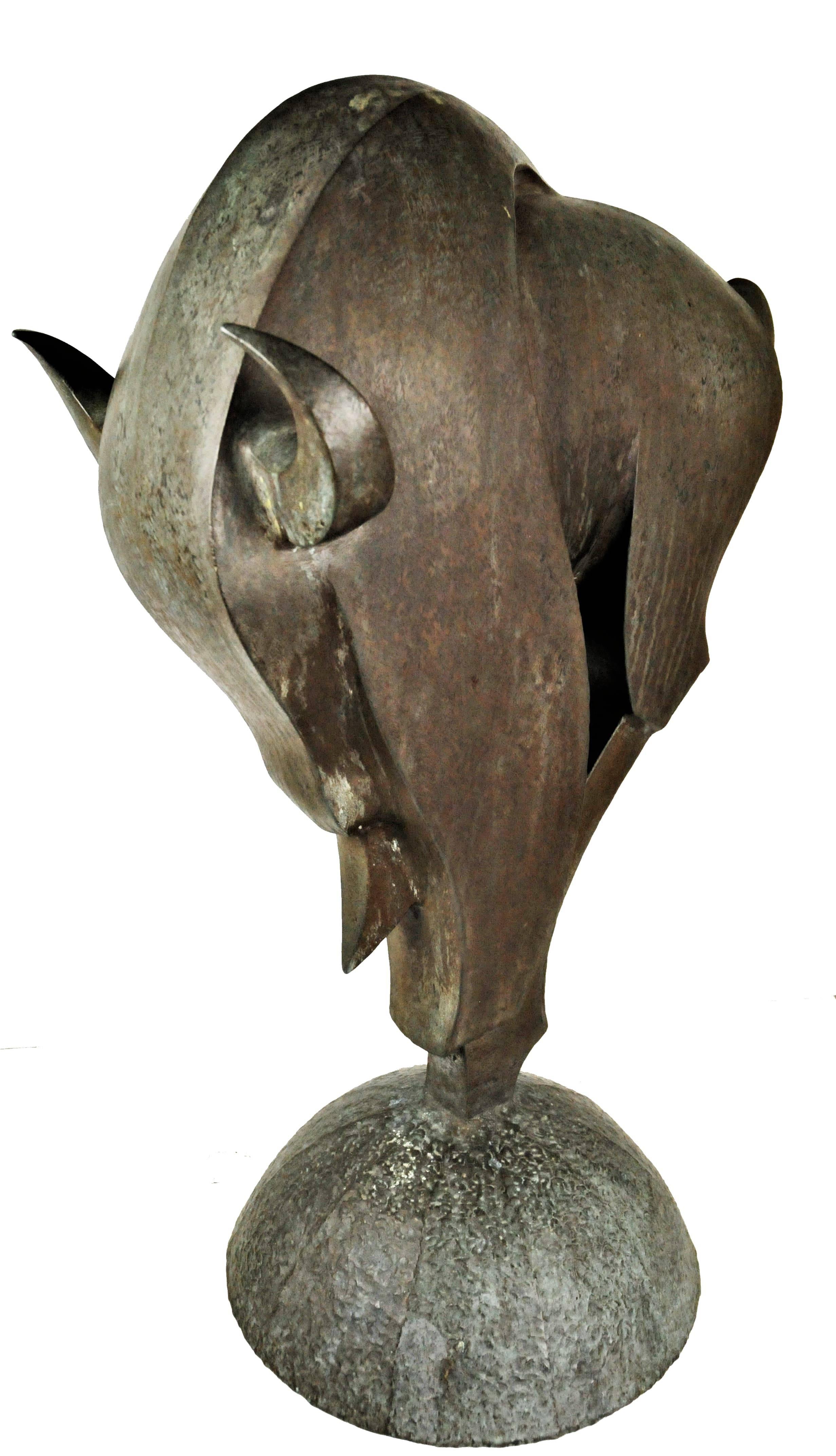 Anodisé Modernisme scandinave, taureau, sculpture en bronze anodisé, 1974