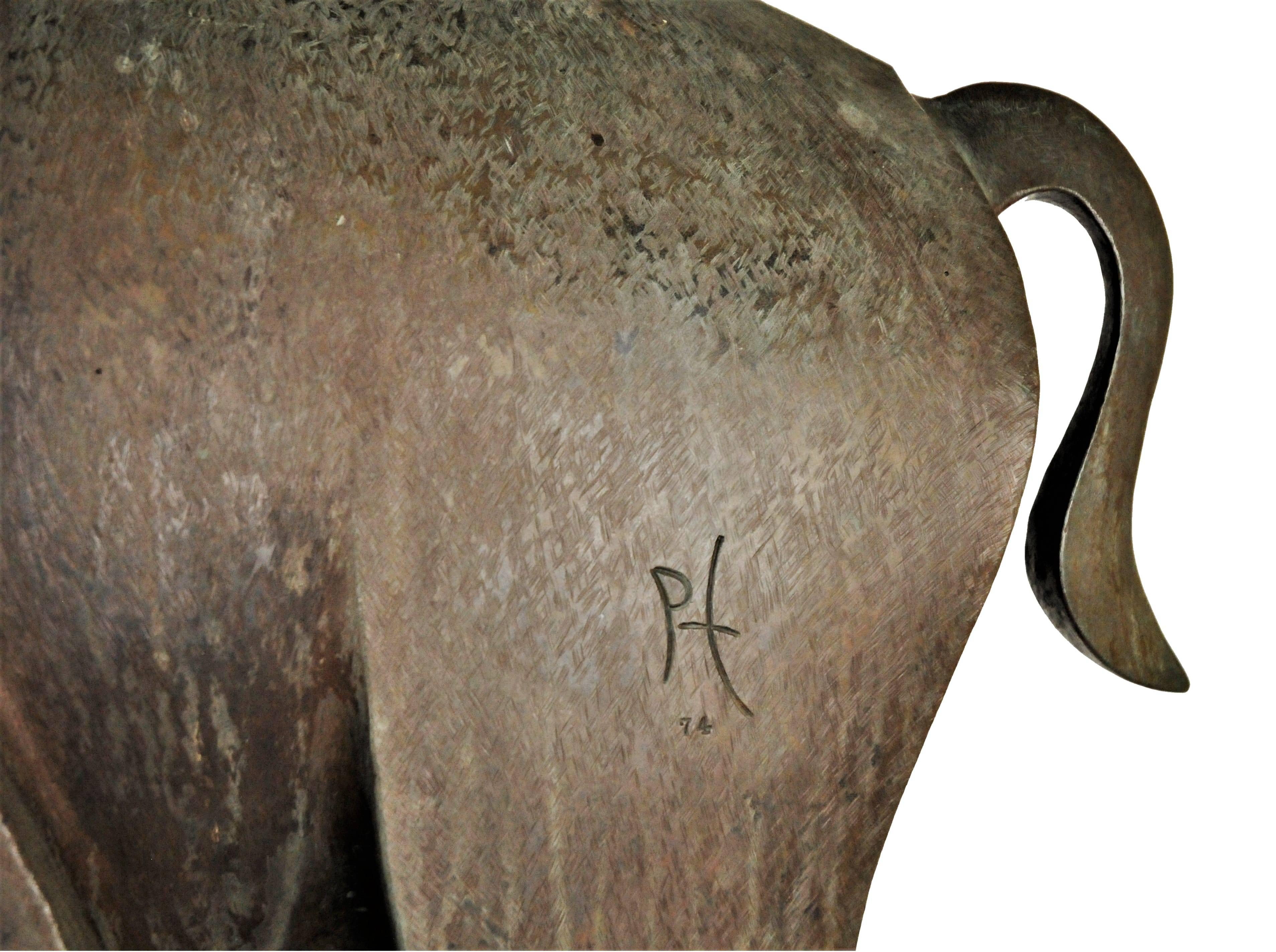 Fin du 20e siècle Modernisme scandinave, taureau, sculpture en bronze anodisé, 1974
