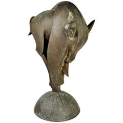Scandinavian Modernism, Bull, Anodized Bronze Sculpture, 1974