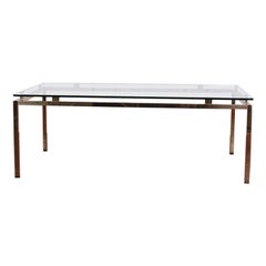 Scandinavian Modernist Brass and Glass Coffee Table
