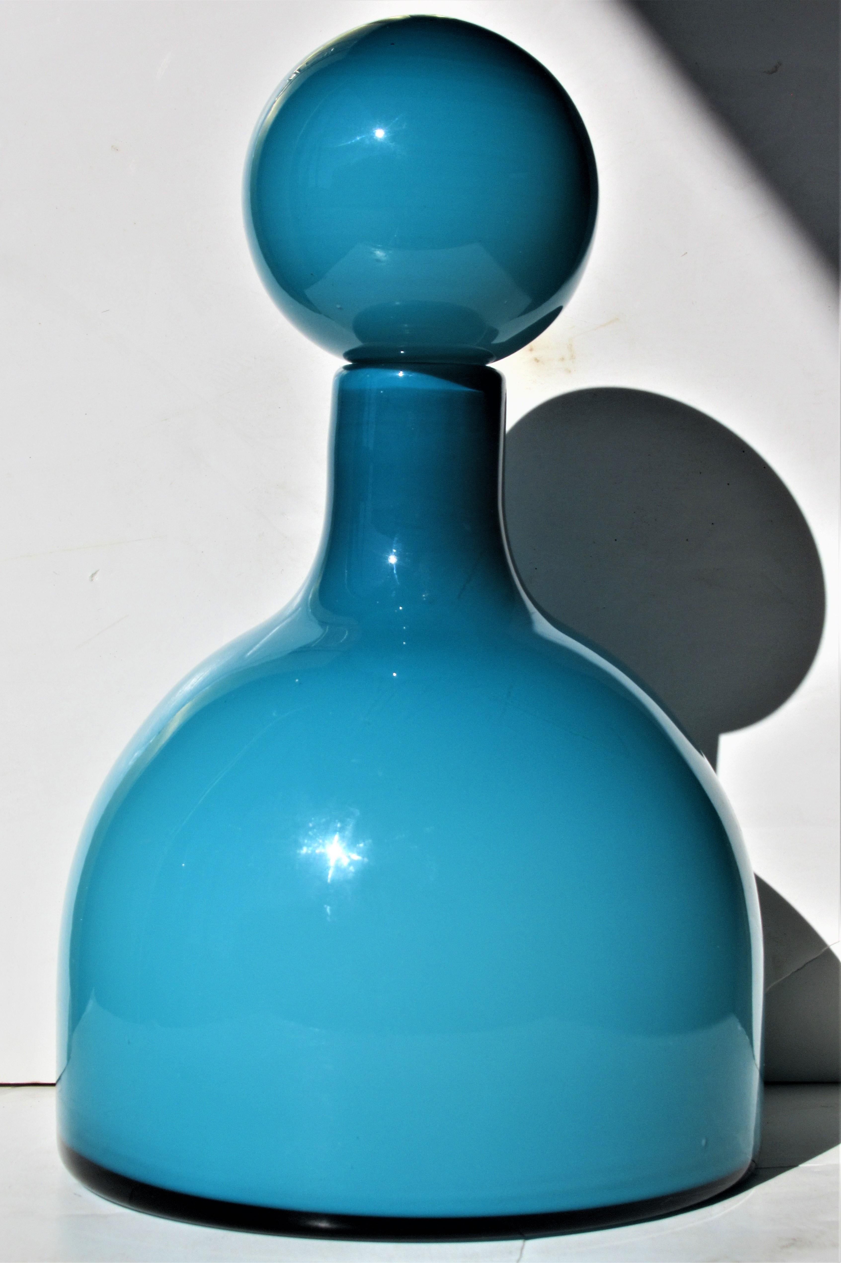 20th Century Scandinavian Modernist Cased Glass Decanter Bottle