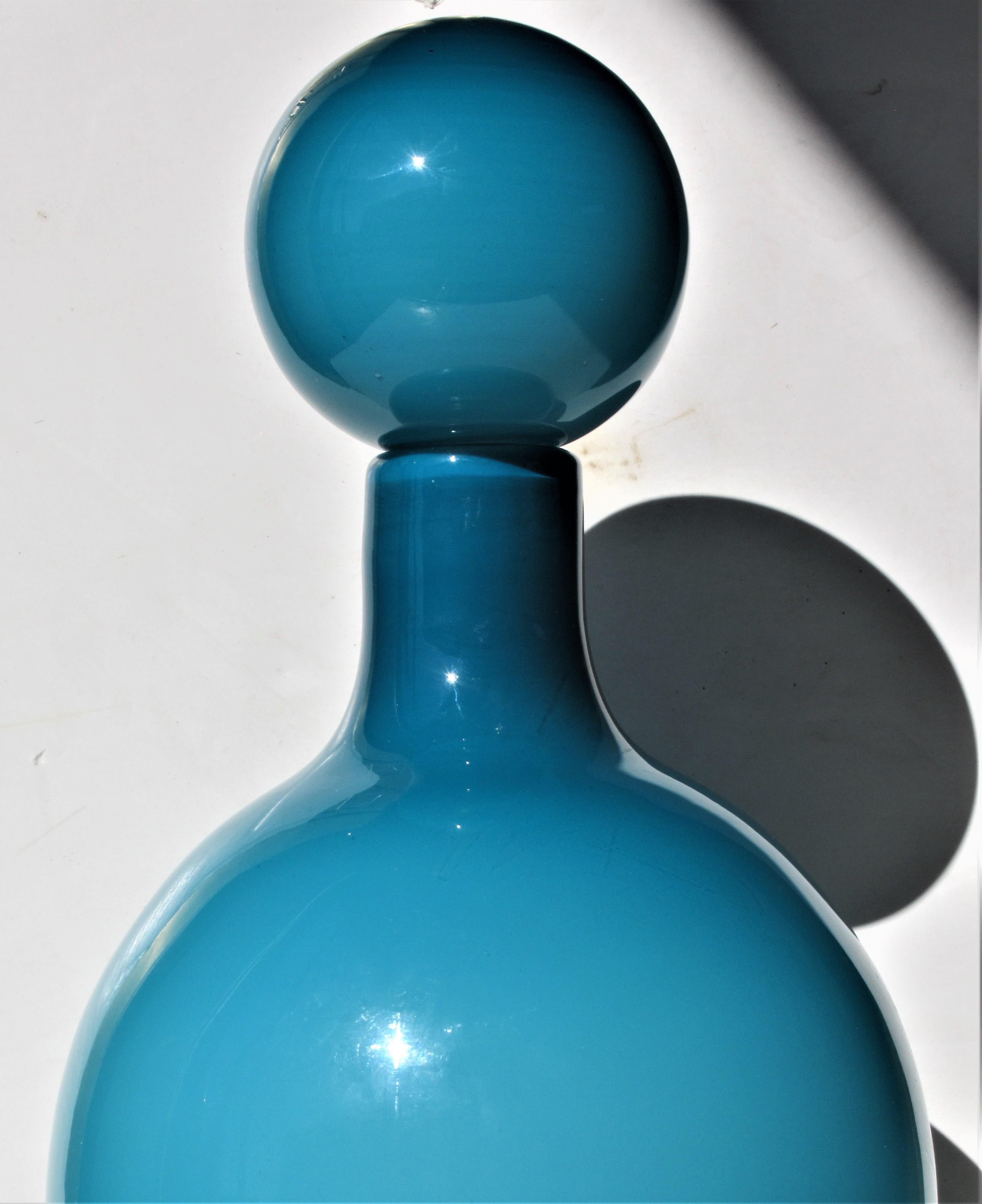 Art Glass Scandinavian Modernist Cased Glass Decanter Bottle