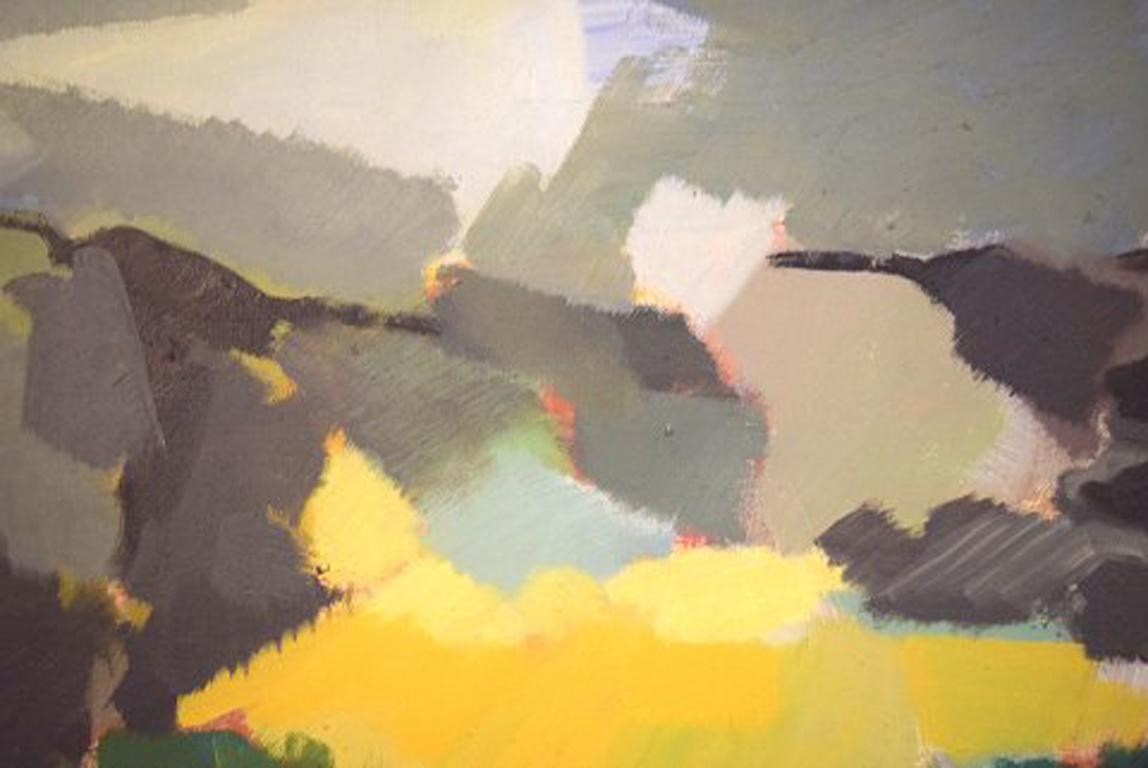 Scandinavian Modernist, Colorful Landscape, Oil on Canvas, 1964 1