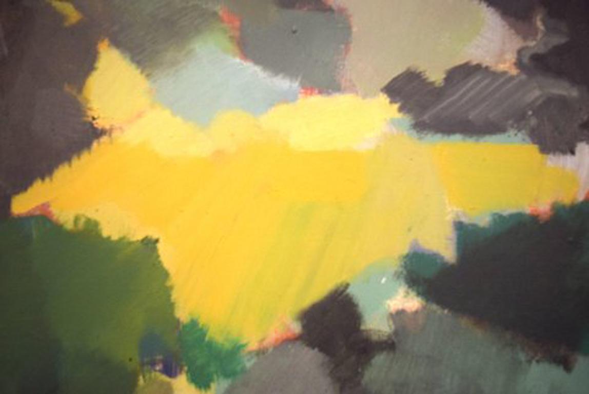Scandinavian Modernist, Colorful Landscape, Oil on Canvas, 1964 2