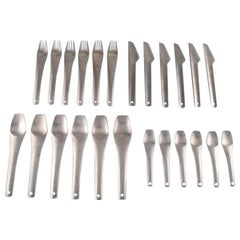 Scandinavian Modernist Design Cutlery in Stainless Steel, 6 p, Dinner Service