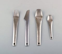 Scandinavian Modernist Design Stainless Steel Cutlery, 4-Person Dinner Service
