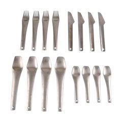 Scandinavian Modernist Design Stainless Steel Cutlery, 4-Person Dinner Service
