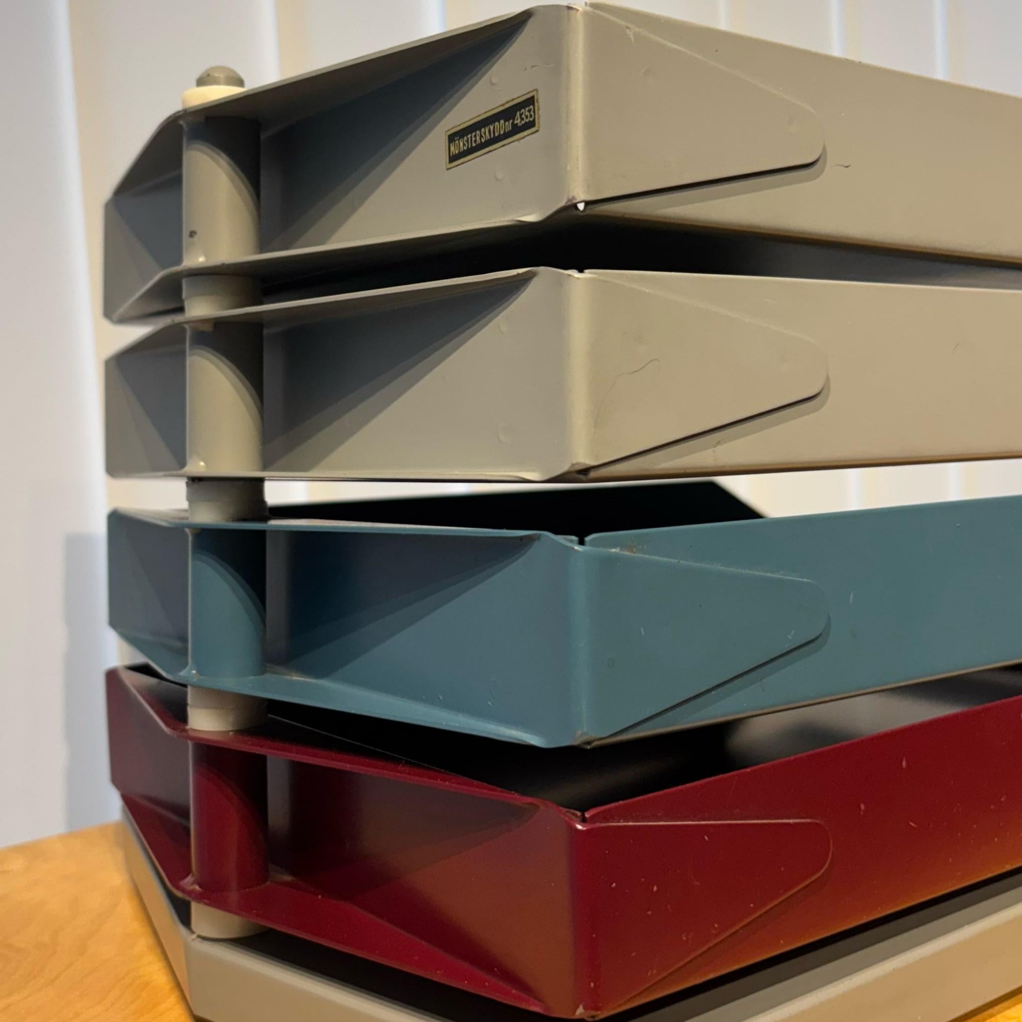 Steel Scandinavian modernist desktop file organizer, functionalism, Sweden 1950s For Sale