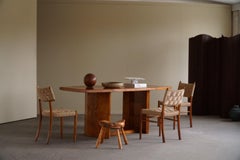 Scandinavian Modernist Flamed Birch Wood Dining Table, Art Deco, Made in 1930s