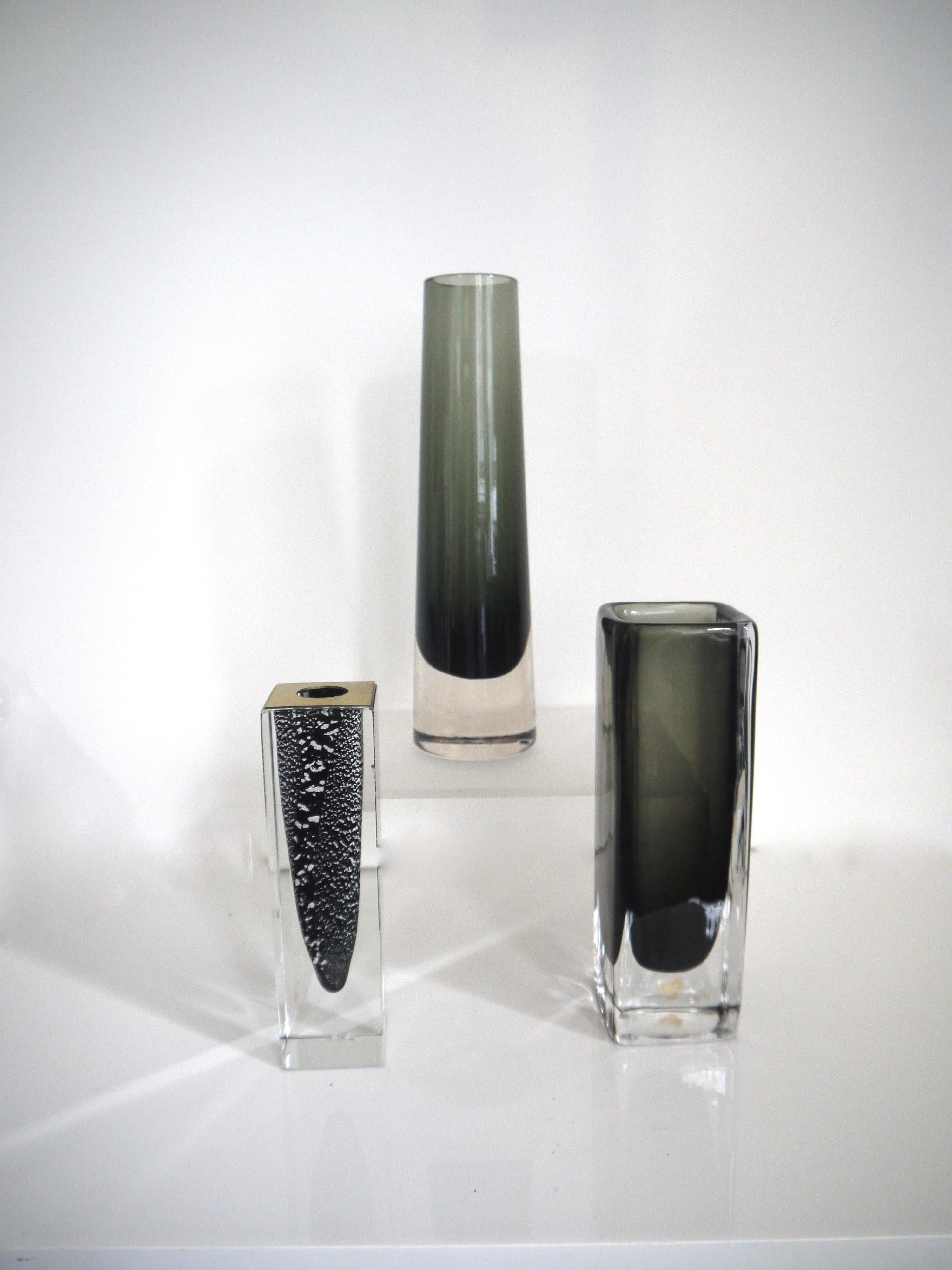 Swedish Scandinavian Modernist Glass Vases Glasbruk and Nils Landberg for Orrefors 1950s For Sale