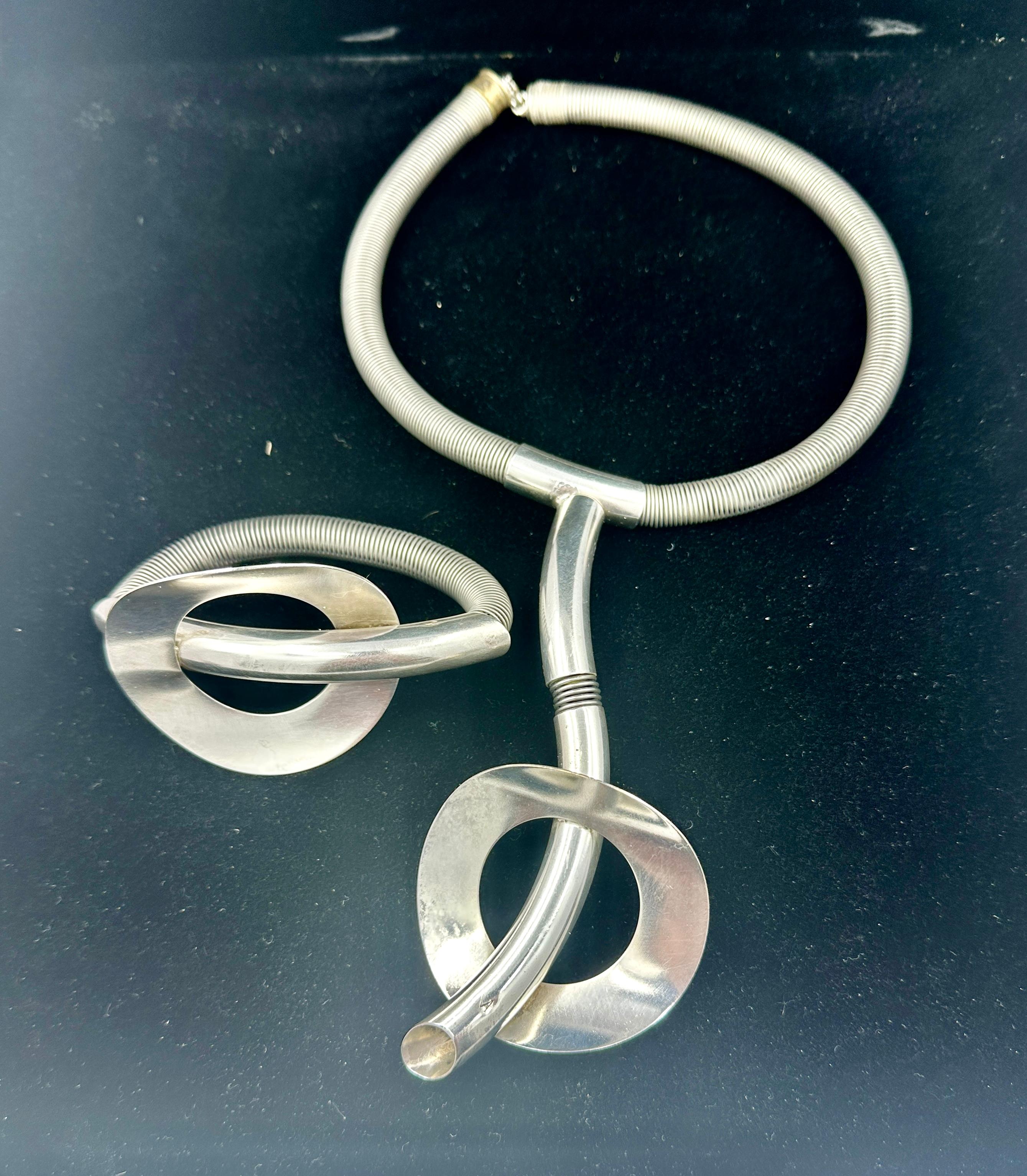 Scandinavian Modernist Mid-Century Necklace & Bracelet Space Age Sputnik Modern For Sale 1