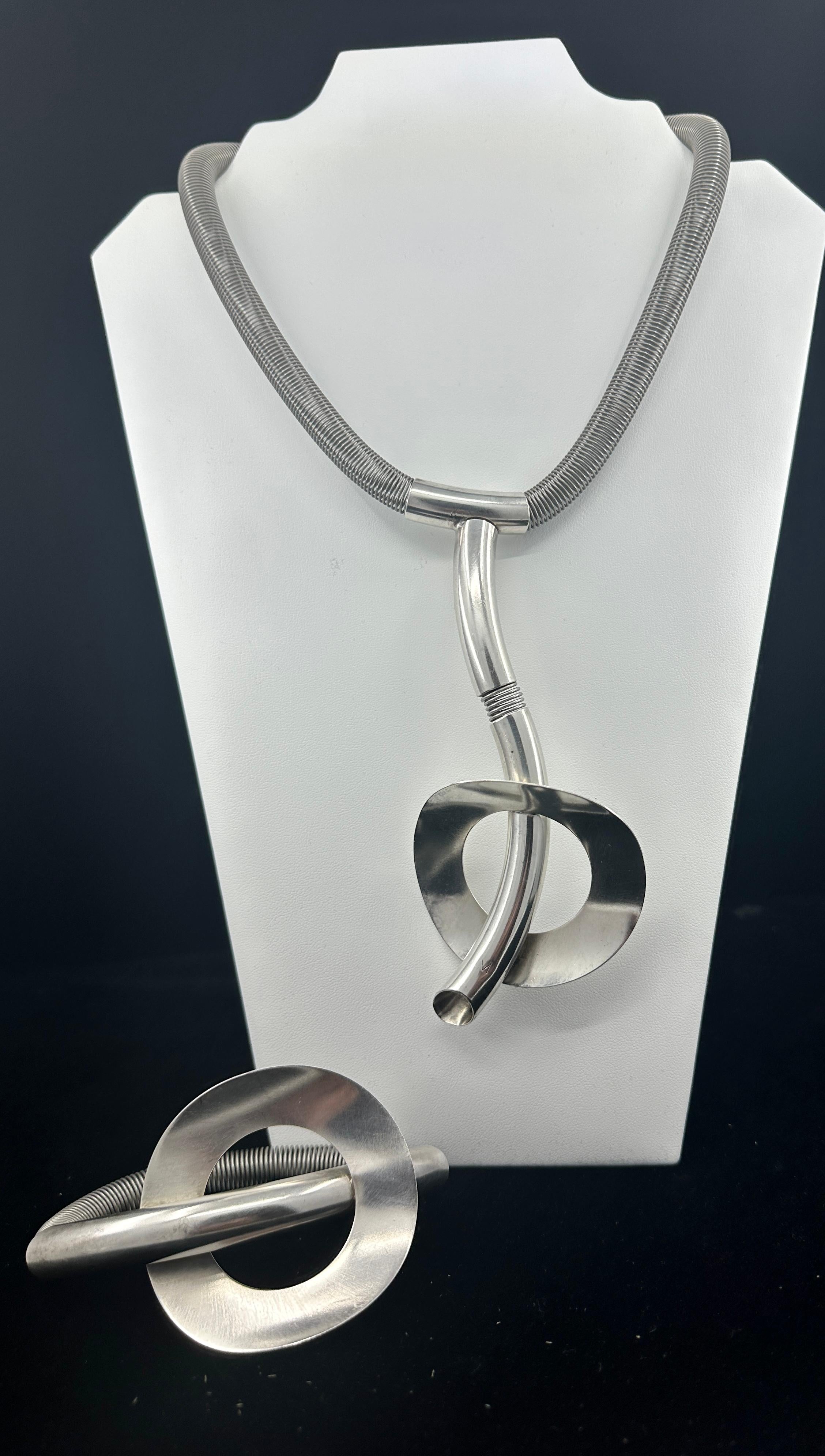 Scandinavian Modernist Mid-Century Necklace & Bracelet Space Age Sputnik Modern For Sale 2