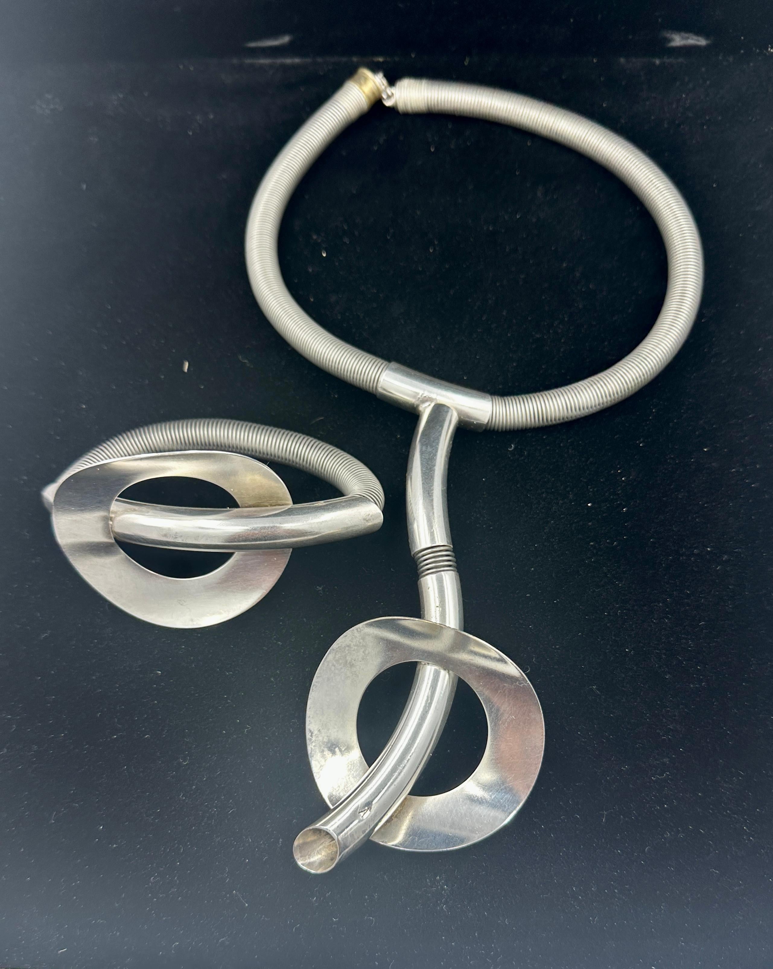 Scandinavian Modernist Mid-Century Necklace & Bracelet Space Age Sputnik Modern For Sale 3