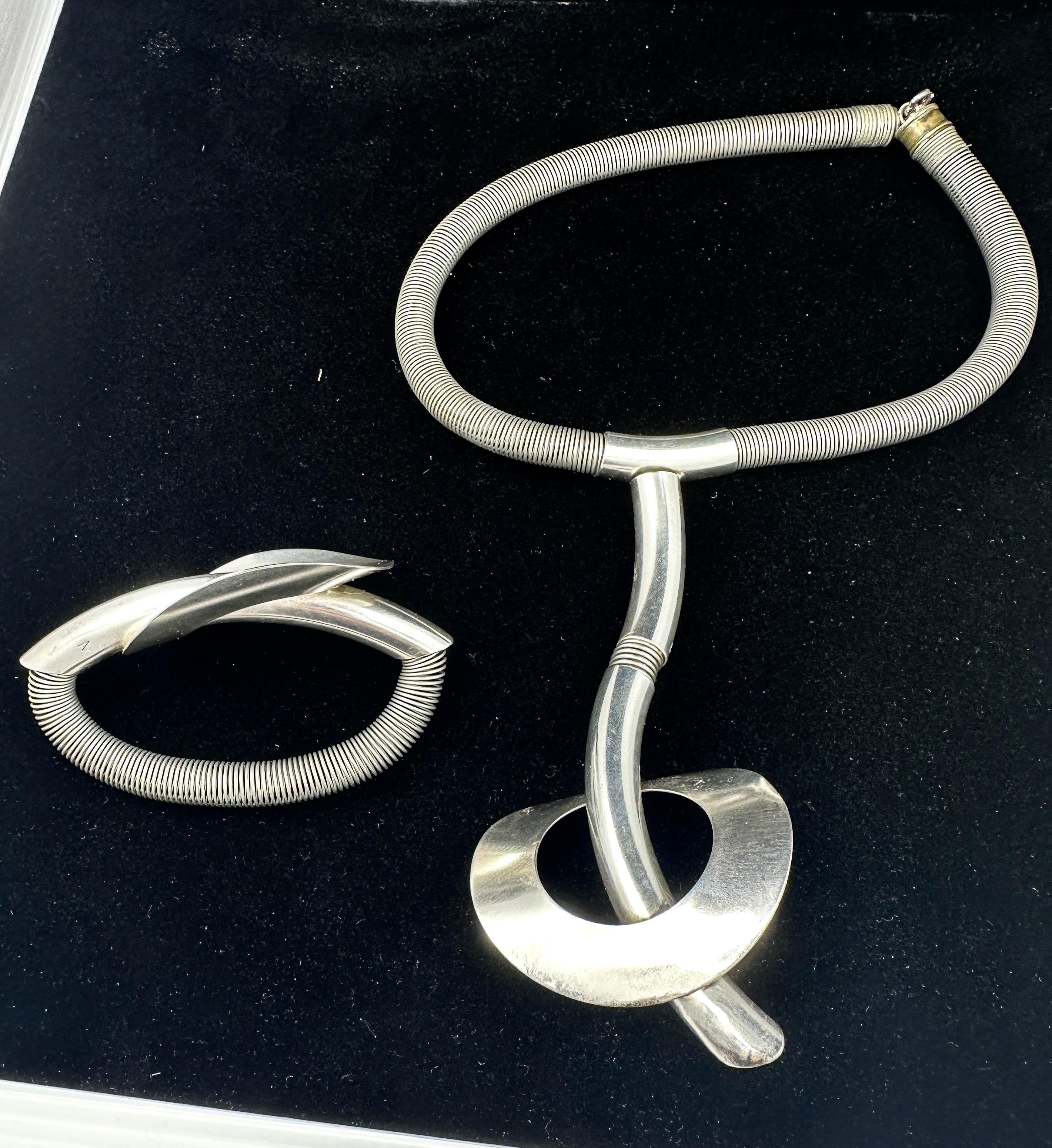 Scandinavian Modernist Mid-Century Necklace & Bracelet Space Age Sputnik Modern For Sale 5