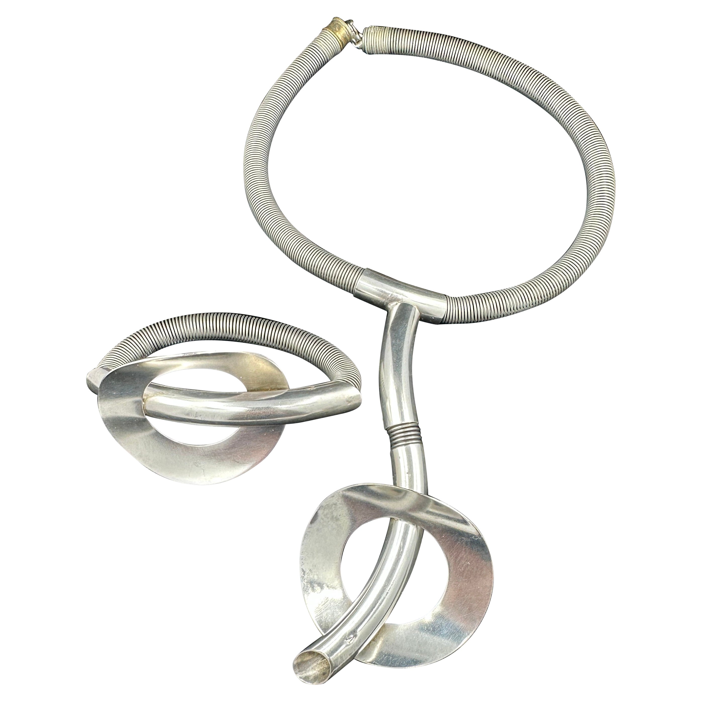 Scandinavian Modernist Mid-Century Necklace & Bracelet Space Age Sputnik Modern For Sale