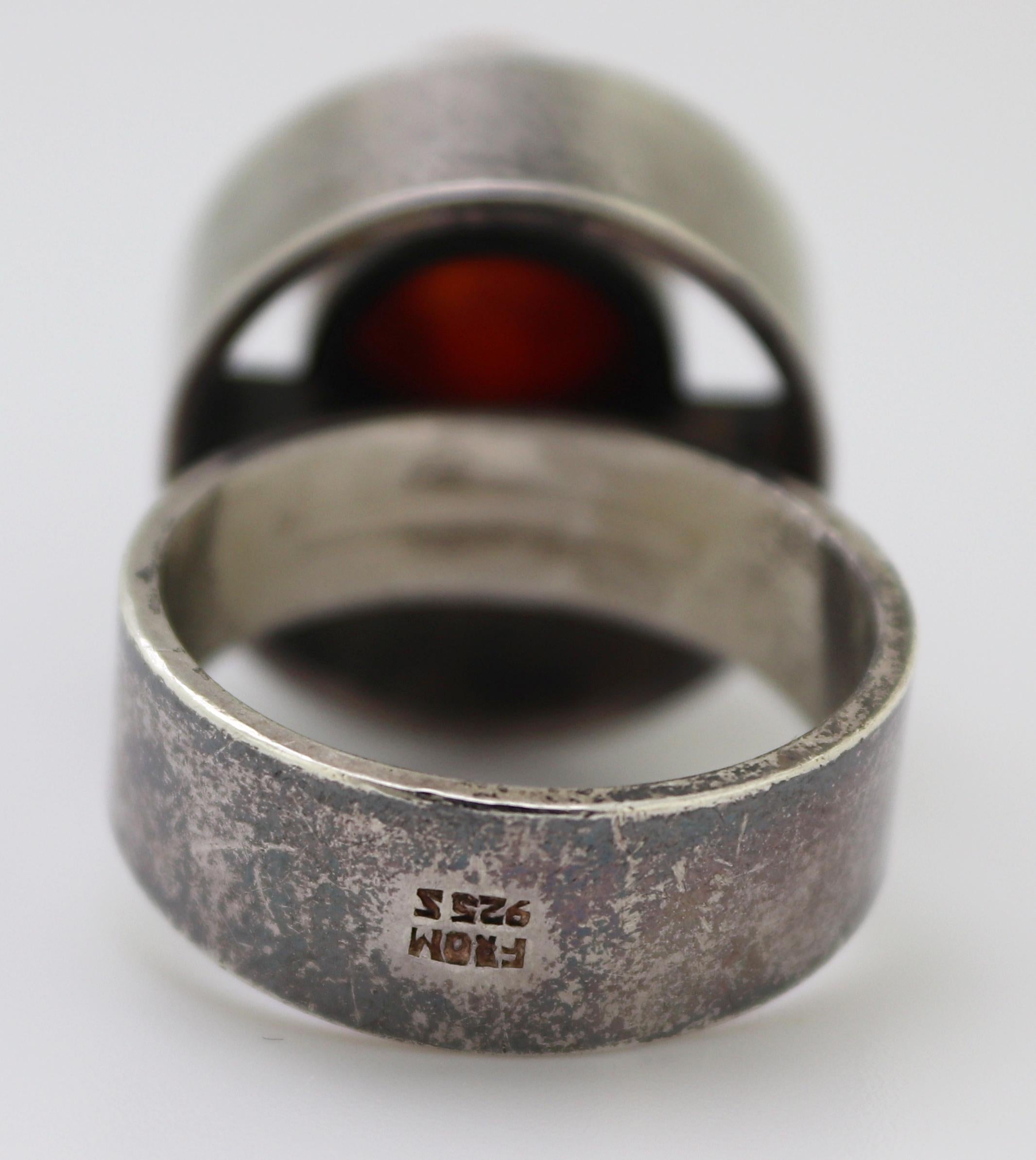Scandinavian Modernist Niels Erik From, Amber, Sterling Silver Ring For Sale 5