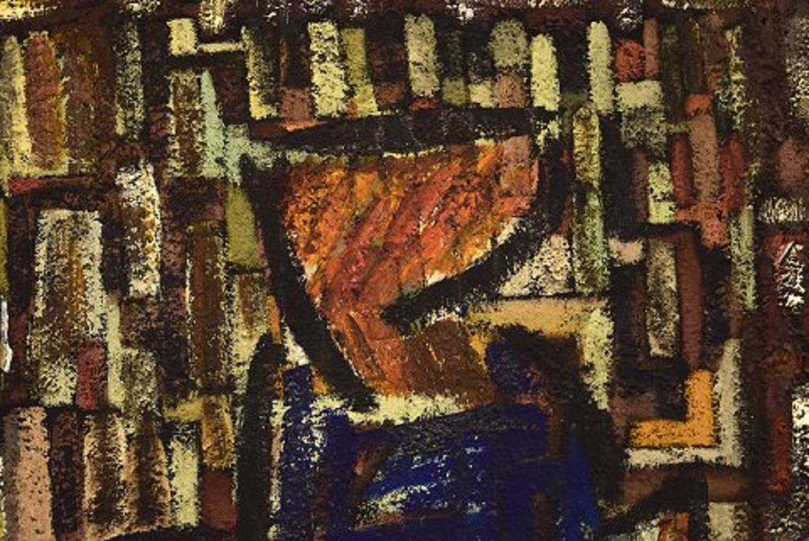 Scandinavian Modernist, Oil on Board, Modernist Composition, 1960s In Excellent Condition For Sale In Copenhagen, DK