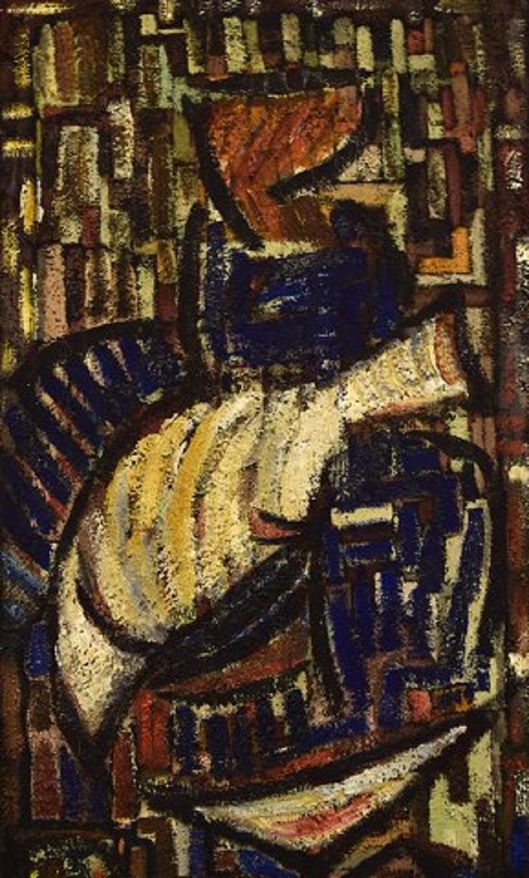 Other Scandinavian Modernist, Oil on Board, Modernist Composition, 1960s For Sale