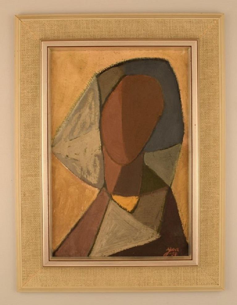 Scandinavian modernist. Oil on canvas. Abstract female portrait. Dated 1950.
The canvas measures: 43 x 29 cm.
The frame measures: 8 cm.
In excellent condition.
Signed and dated.