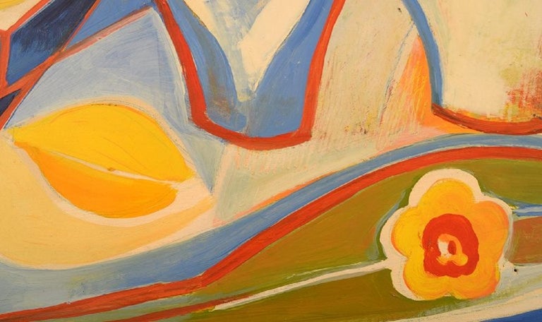 Scandinavian Modernist, Oil on Canvas, Cubist Still Life, Dated 1975 For Sale 2