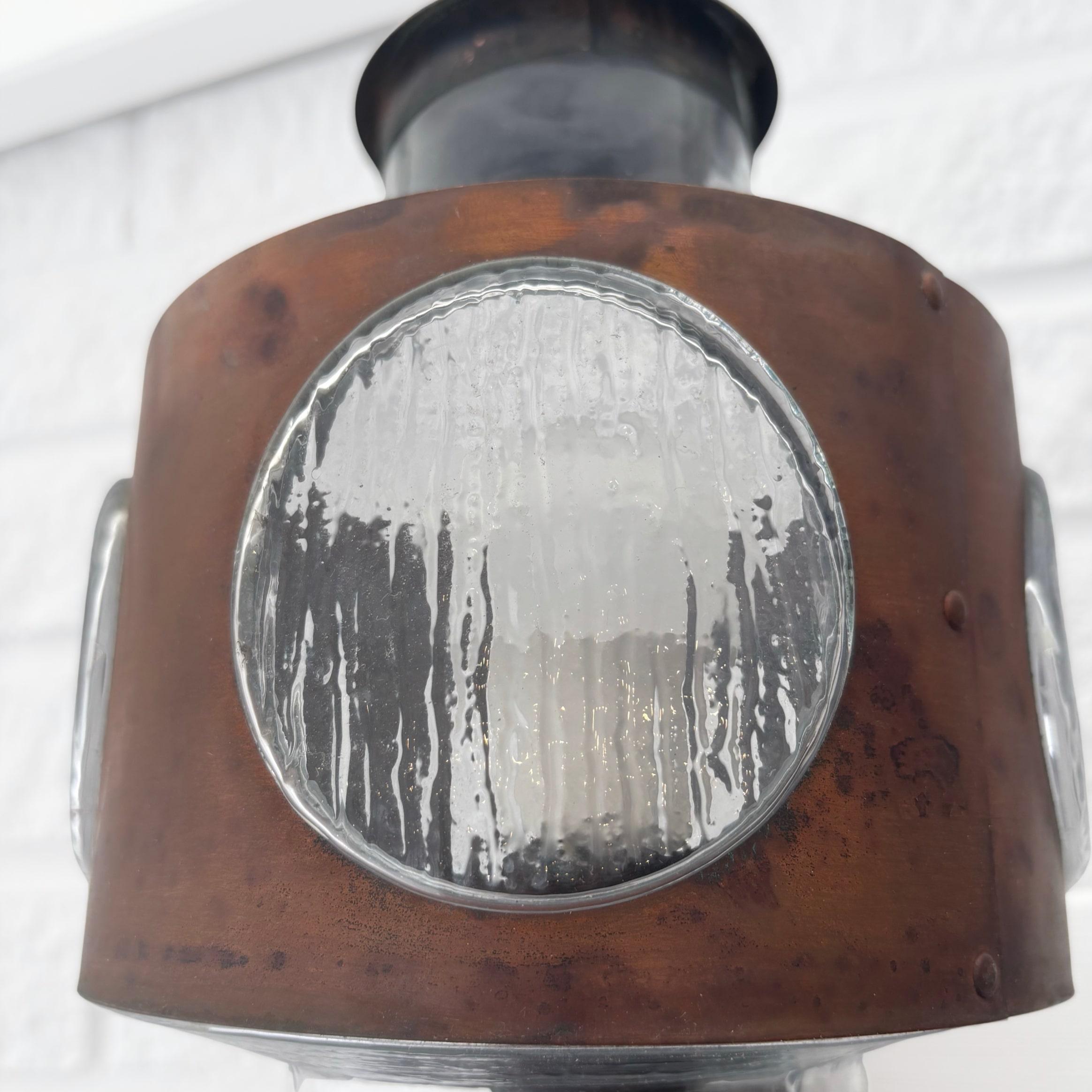 Scandinavian modernist outdoor facade lamps, copper & glass, Sweden, 1960s 3