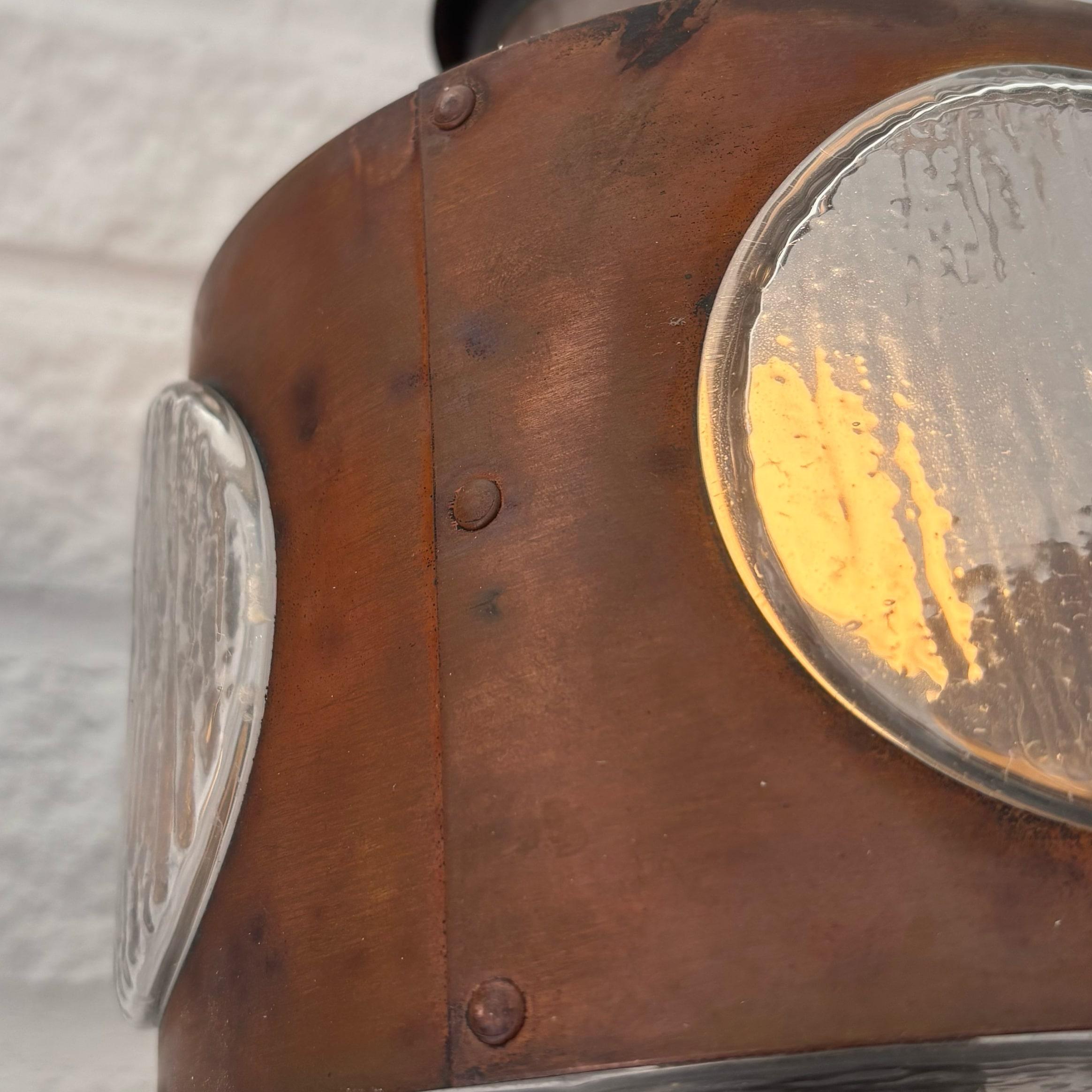 Scandinavian modernist outdoor facade lamps, copper & glass, Sweden, 1960s 4