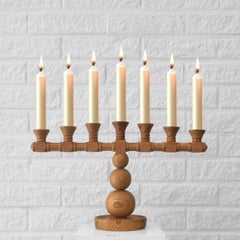 Candelabro modernista scandinavo in pino, Svezia, anni '70