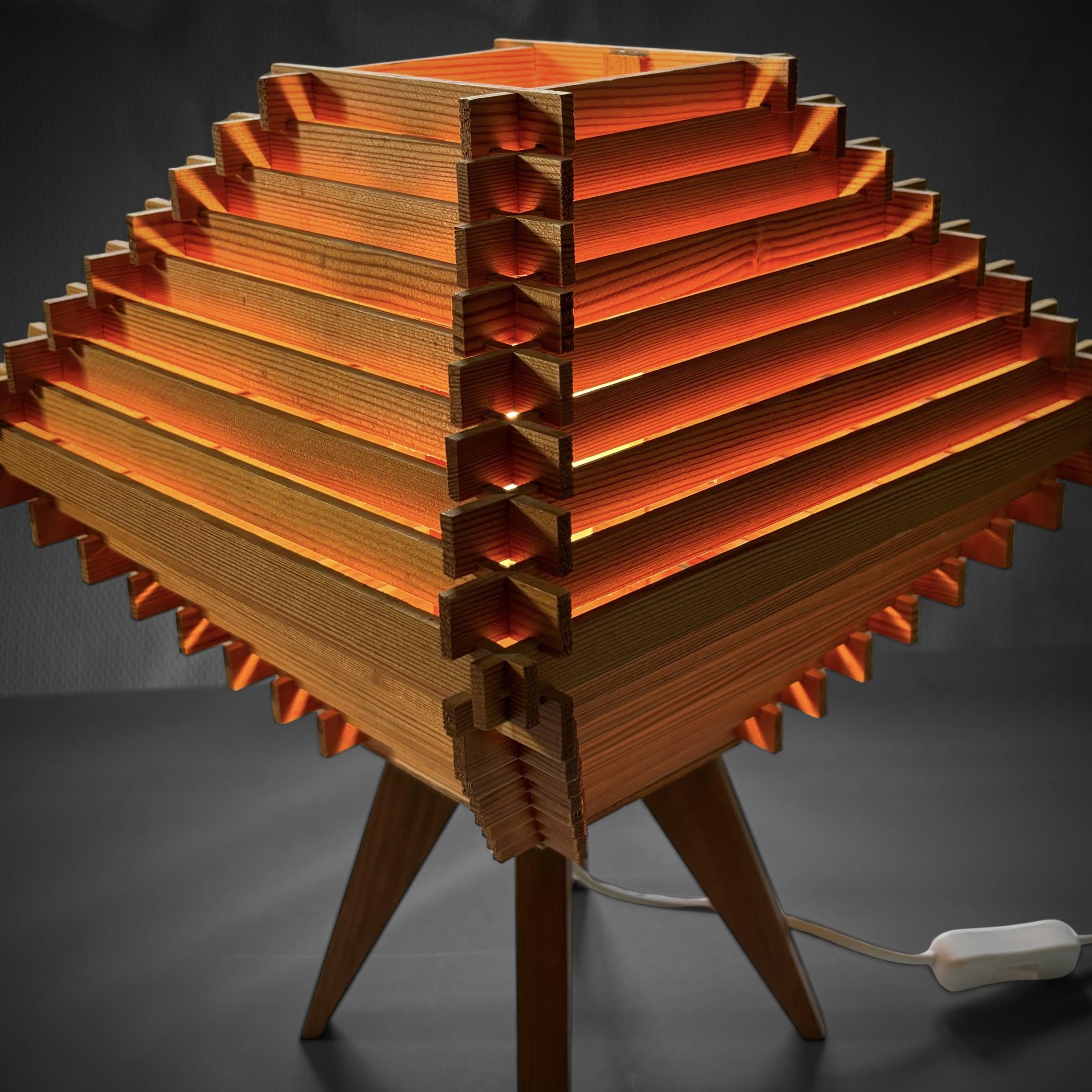 Late 20th Century Scandinavian modernist pinewood table lamp, Sweden, 1970s