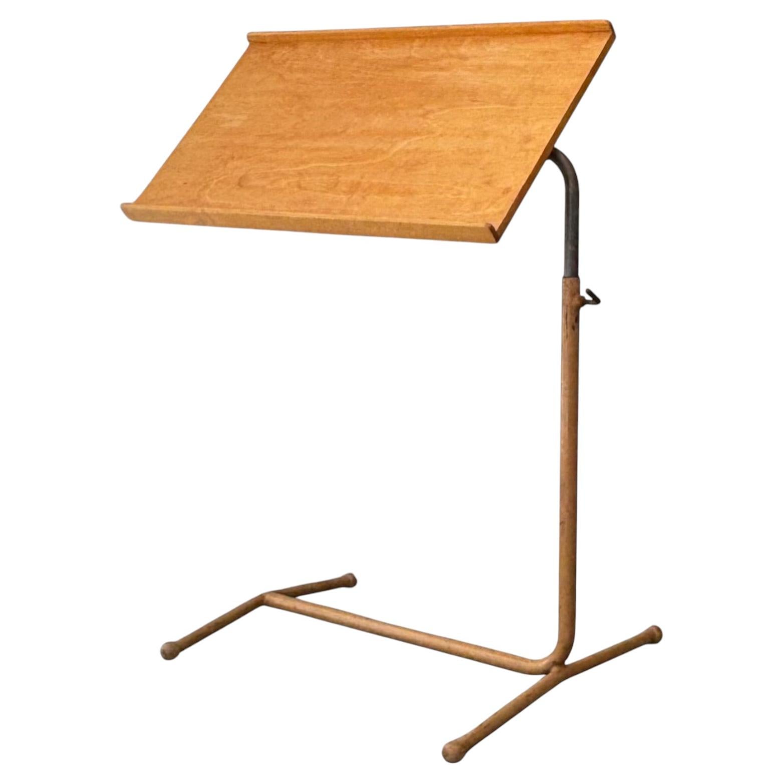 Scandinavian modernist reading stand, reading table, birch & steel, Sweden, 1940 For Sale