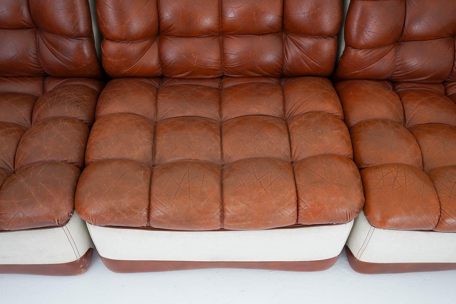 Canapé modulaire scandinave en cuir et toile par Overman en vente 3