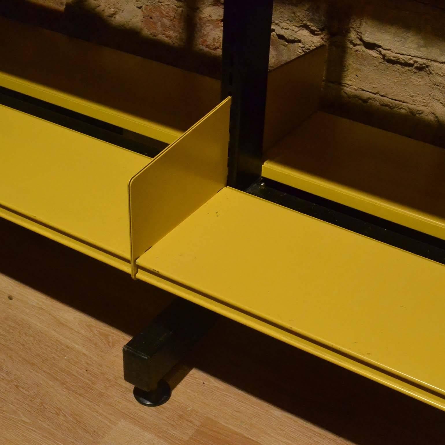 Modular Library Shelving in Yellow and Black Metal by Reska Denmark 1