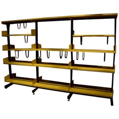 Vintage Modular Library Shelving in Yellow and Black Metal by Reska Denmark