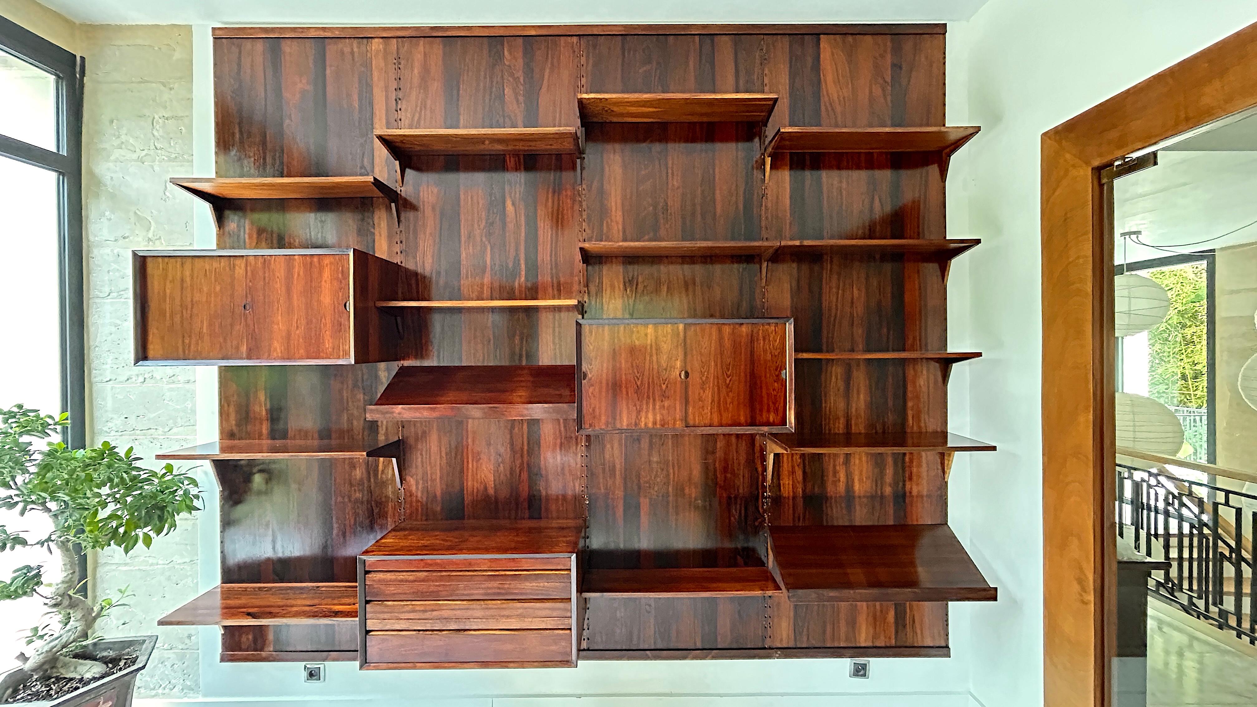 Scaffale da parete modulare scandinavo in legno di palissandro, Poul Cadovius, anni '60 in vendita 3