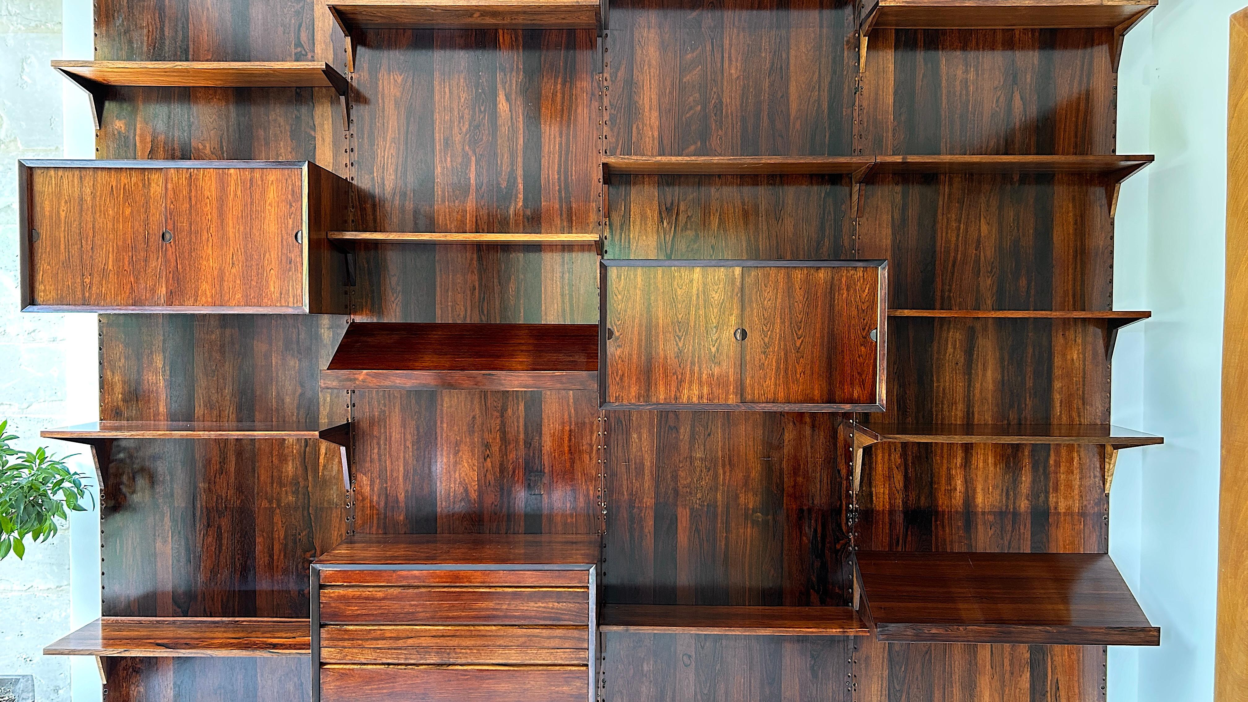 Scaffale da parete modulare scandinavo in legno di palissandro, Poul Cadovius, anni '60 in vendita 4
