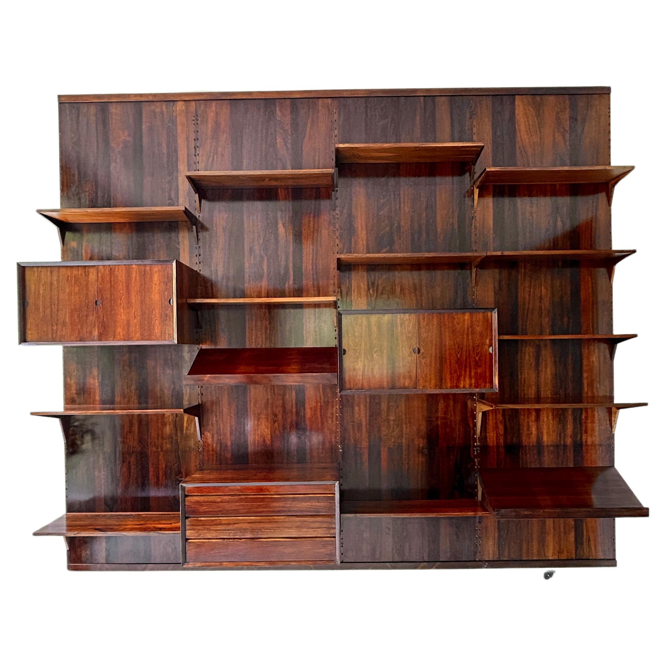 Skandinavisches modulares Wandregal aus Palisanderholz, Poul Cadovius, 60er Jahre