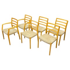 Scandinavian Moller Ash + Suede Leather Dining Chair Danish Post Modern Chalet